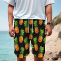 Black Pineapple Pattern Print Men's Cargo Shorts