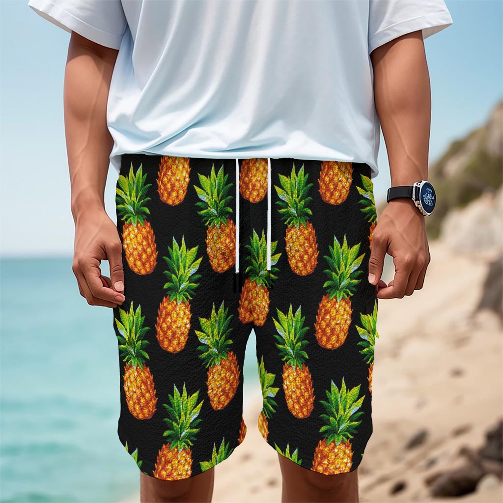 Black Pineapple Pattern Print Men's Cargo Shorts