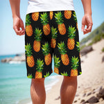 Black Pineapple Pattern Print Men's Cargo Shorts