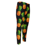Black Pineapple Pattern Print Men's Compression Pants