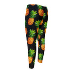 Black Pineapple Pattern Print Men's Compression Pants