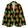 Black Pineapple Pattern Print Men's Cotton Blazer