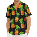 Black Pineapple Pattern Print Men's Deep V-Neck Shirt