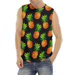 Black Pineapple Pattern Print Men's Fitness Tank Top