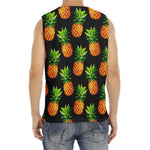 Black Pineapple Pattern Print Men's Fitness Tank Top