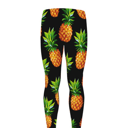 Black Pineapple Pattern Print Men's leggings