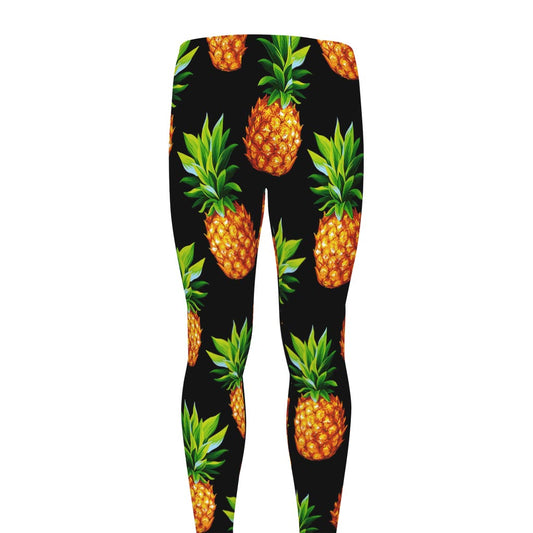 Black Pineapple Pattern Print Men's leggings