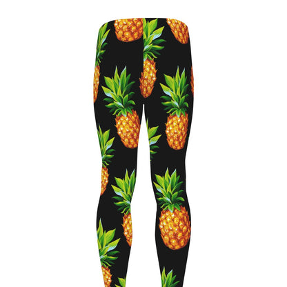 Black Pineapple Pattern Print Men's leggings