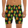 Black Pineapple Pattern Print Men's Long Boxer Briefs