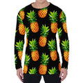 Black Pineapple Pattern Print Men's Long Sleeve T-Shirt
