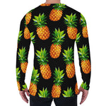 Black Pineapple Pattern Print Men's Long Sleeve T-Shirt