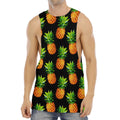 Black Pineapple Pattern Print Men's Muscle Tank Top