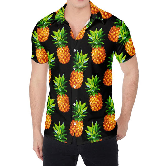 Black Pineapple Pattern Print Men's Shirt