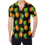 Black Pineapple Pattern Print Men's Shirt