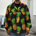 Black Pineapple Pattern Print Men's Shirt Jacket