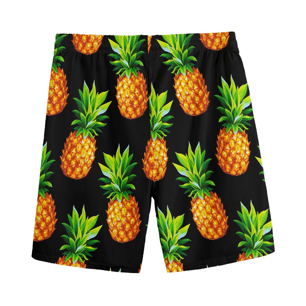 Black Pineapple Pattern Print Men's Sports Shorts