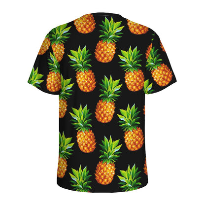 Black Pineapple Pattern Print Men's Sports T-Shirt