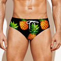 Black Pineapple Pattern Print Men's Swim Briefs