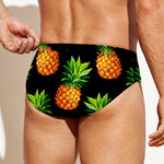 Black Pineapple Pattern Print Men's Swim Briefs