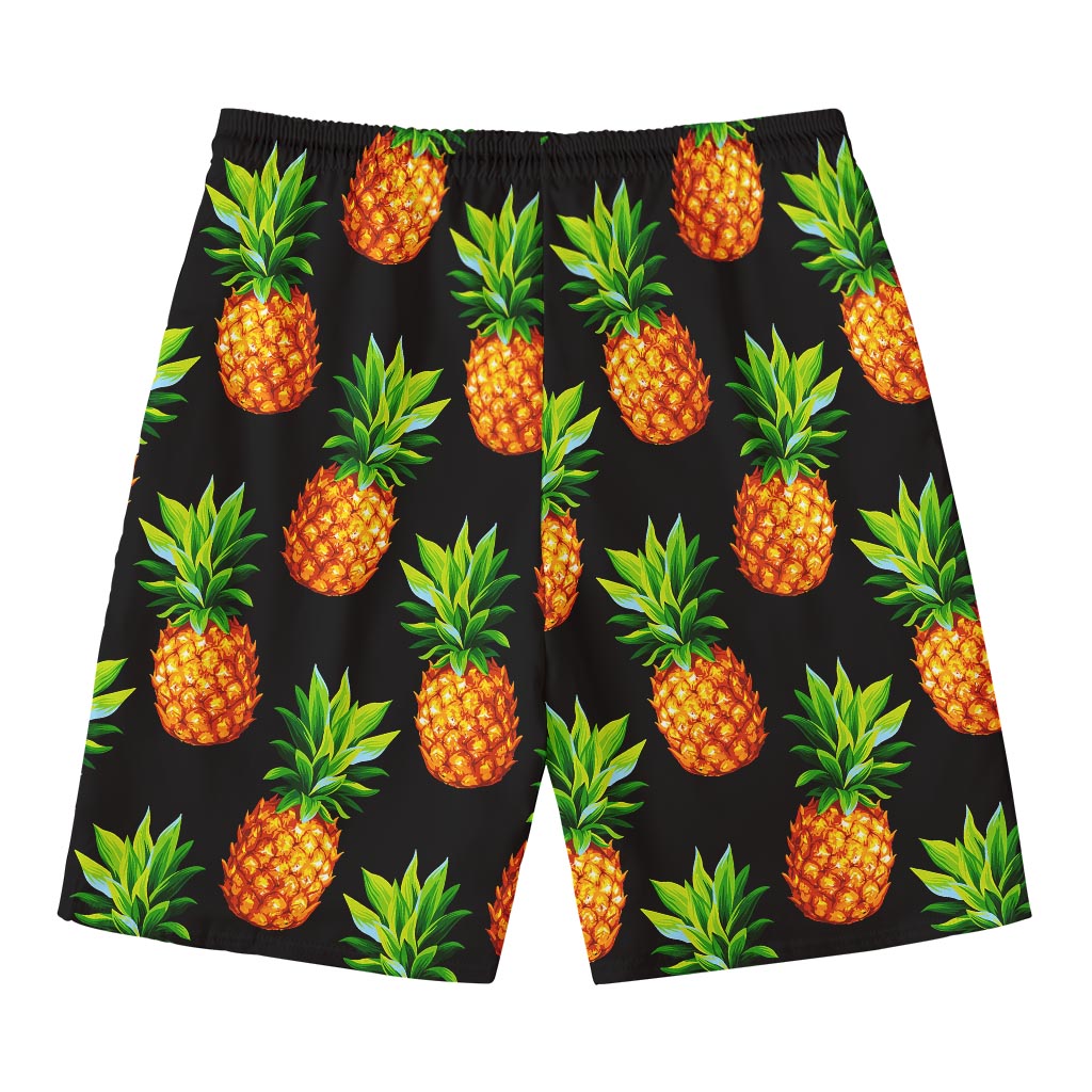 Black Pineapple Pattern Print Men's Swim Trunks