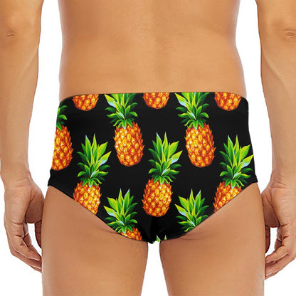 Black Pineapple Pattern Print Men's Triangle Swim Briefs