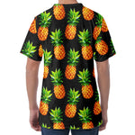 Black Pineapple Pattern Print Men's Velvet T-Shirt