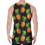 Black Pineapple Pattern Print Men's Velvet Tank Top