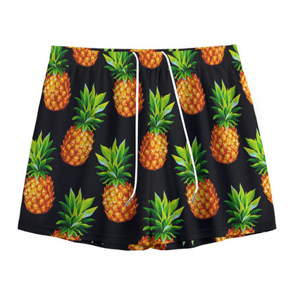 Black Pineapple Pattern Print Mesh Shorts