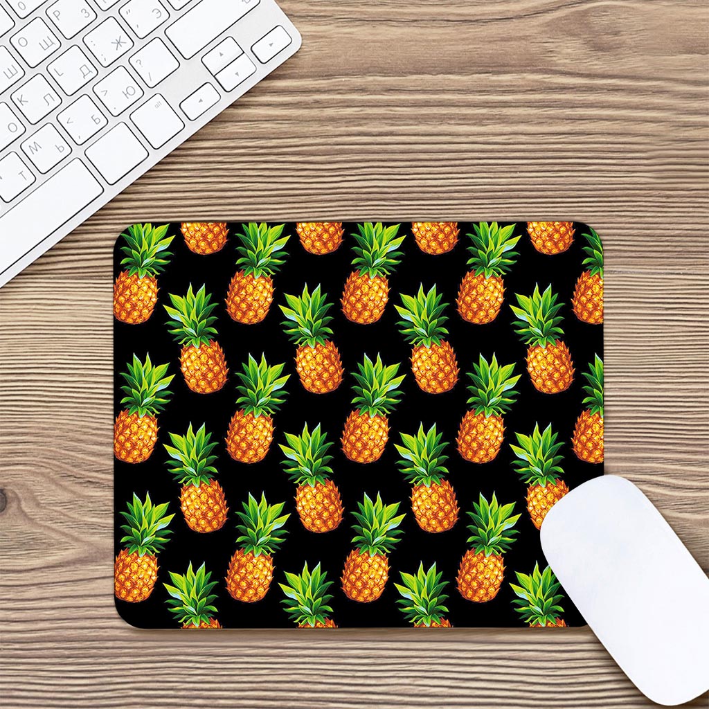 Black Pineapple Pattern Print Mouse Pad