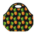 Black Pineapple Pattern Print Neoprene Lunch Bag