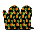 Black Pineapple Pattern Print Oven Mitts
