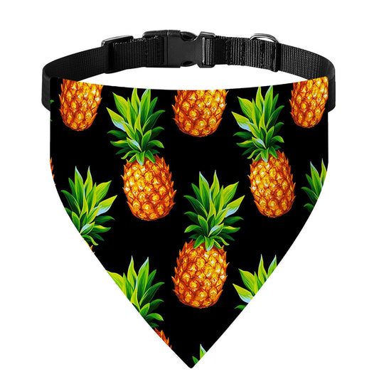 Black Pineapple Pattern Print Over The Collar Dog Bandana