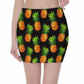 Black Pineapple Pattern Print Pencil Mini Skirt