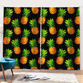 Black Pineapple Pattern Print Pencil Pleat Curtains