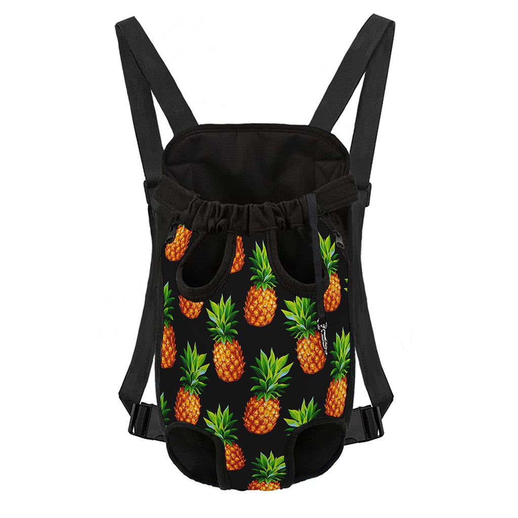 Black Pineapple Pattern Print Pet Carrier Backpack