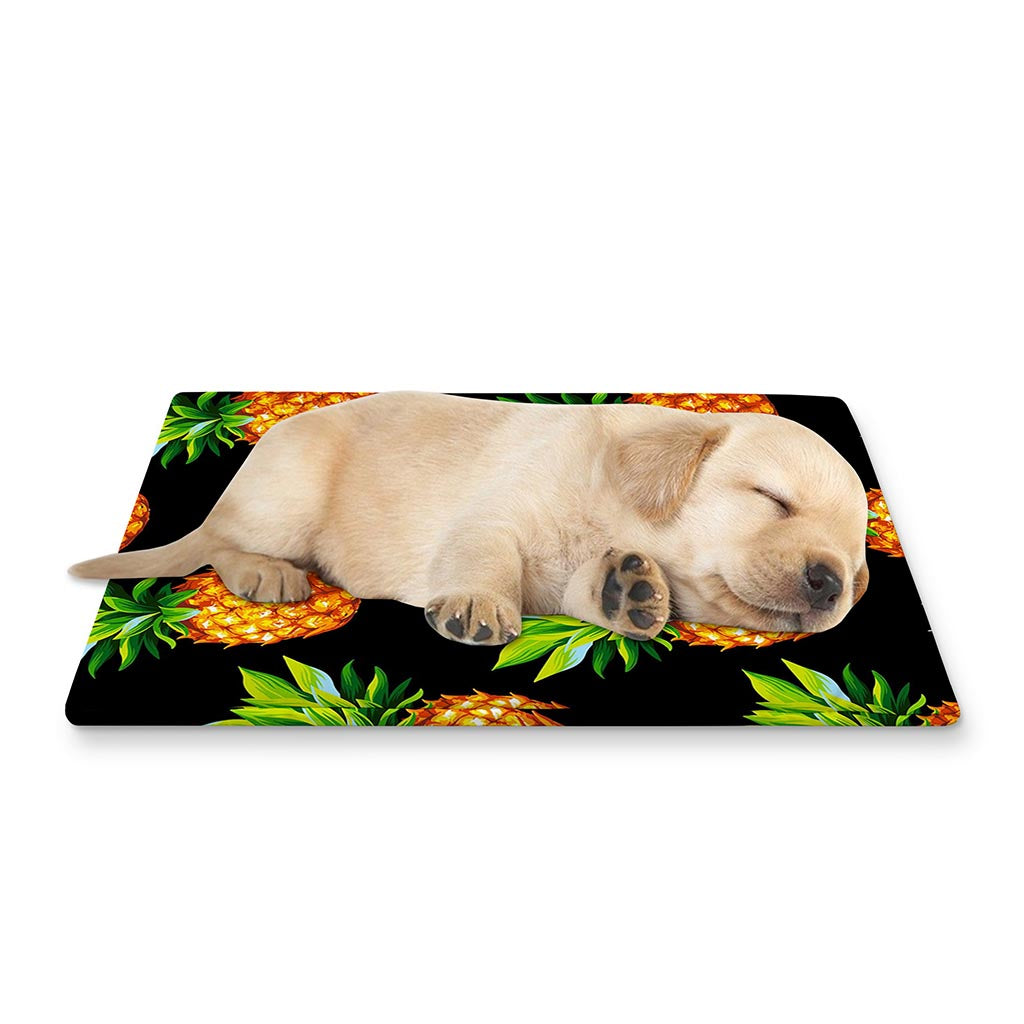 Black Pineapple Pattern Print Pet Cooling Mat Cover