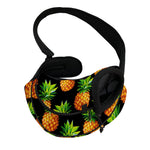 Black Pineapple Pattern Print Pet Sling Carrier