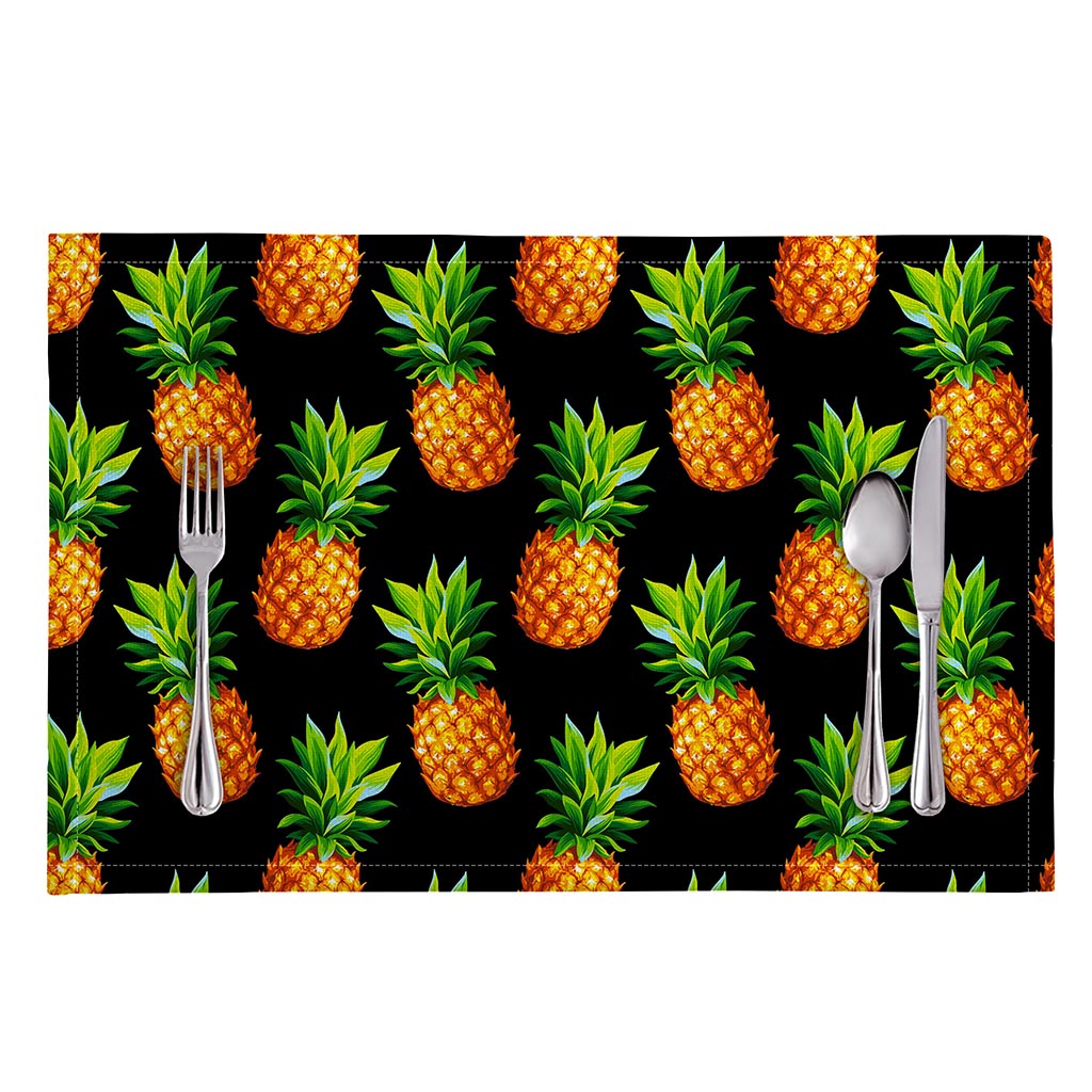 Black Pineapple Pattern Print Placemat