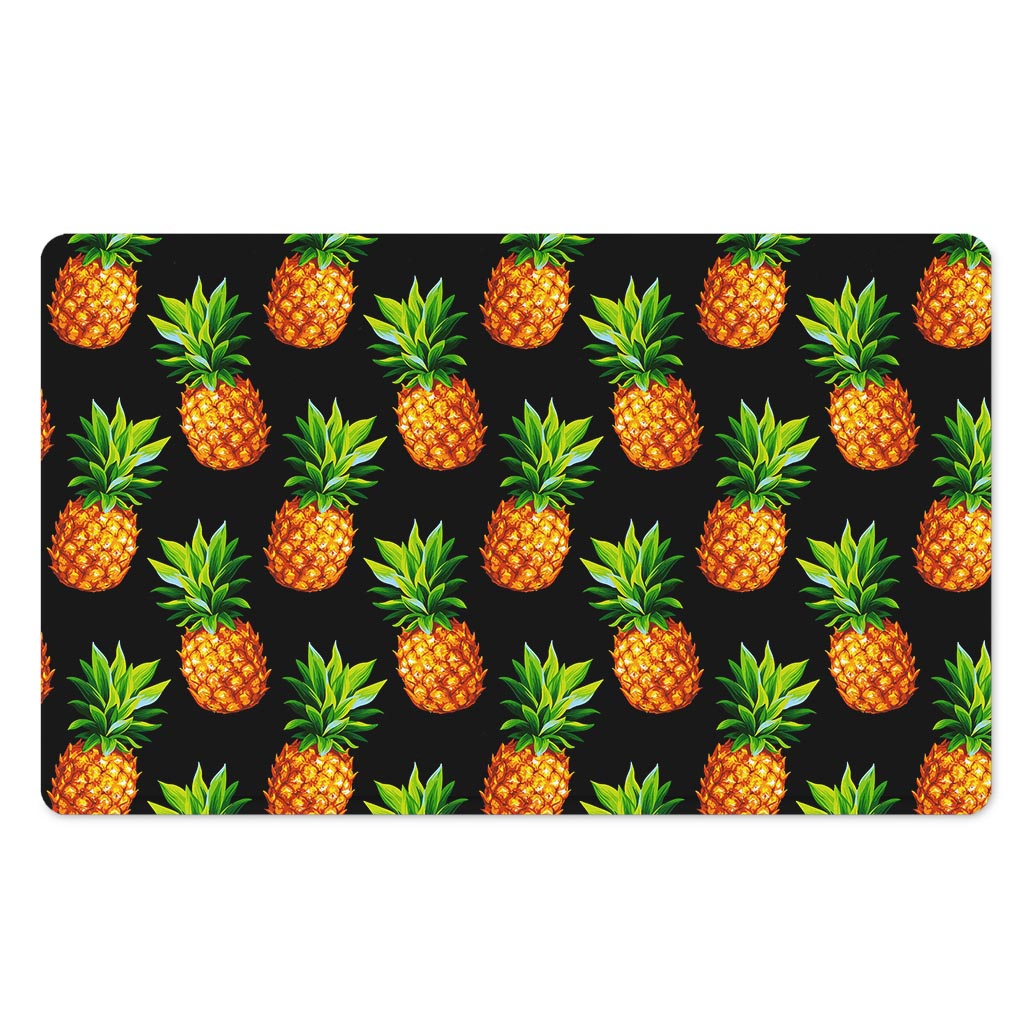 Black Pineapple Pattern Print Polyester Doormat
