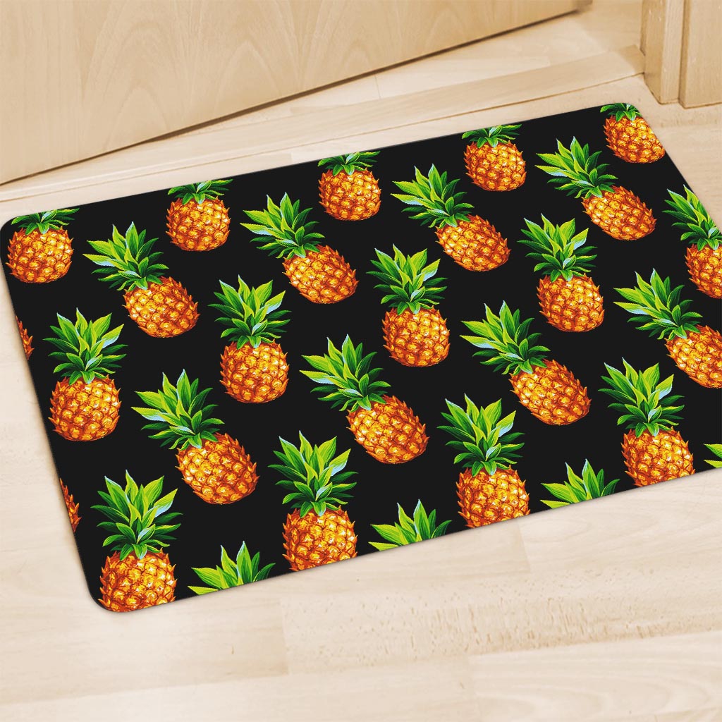 Black Pineapple Pattern Print Polyester Doormat