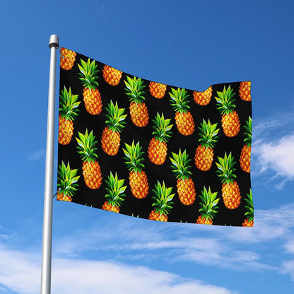 Black Pineapple Pattern Print Polyester Flag
