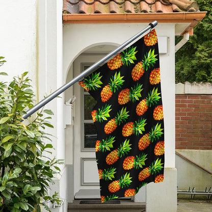 Black Pineapple Pattern Print Polyester Flag