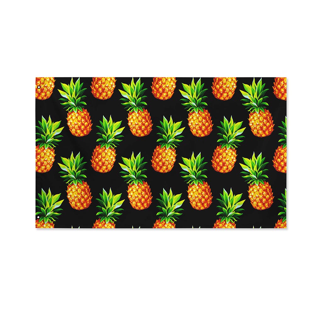Black Pineapple Pattern Print Polyester Flag