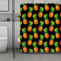 Black Pineapple Pattern Print Polyester Shower Curtain