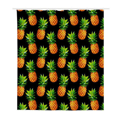 Black Pineapple Pattern Print Polyester Shower Curtain