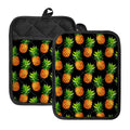 Black Pineapple Pattern Print Pot Holders With Pocket