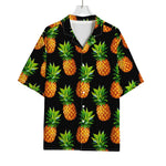 Black Pineapple Pattern Print Rayon Hawaiian Shirt