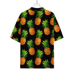 Black Pineapple Pattern Print Rayon Hawaiian Shirt