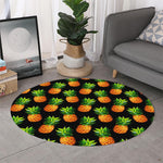 Black Pineapple Pattern Print Round Rug