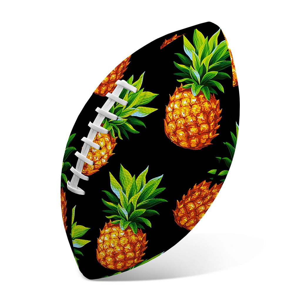 Black Pineapple Pattern Print Rugby Ball